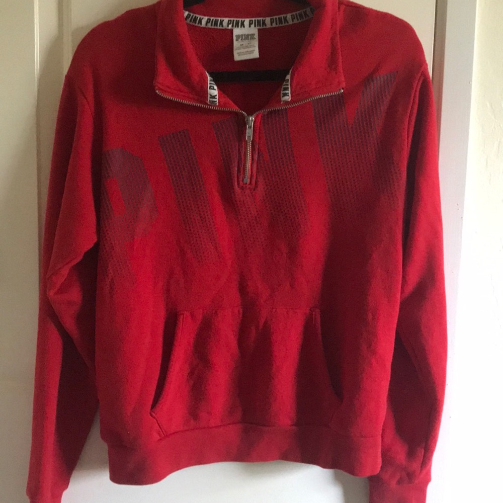 red collared PINK quarter zip
